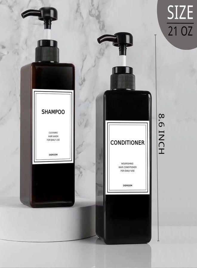 DIDROOM Shampoo and Conditioner Dispenser, Refillable Shampoo and Conditioner Bottles Set with Labels - Empty Shower Plastic Dispenser (21oz) - Image 3