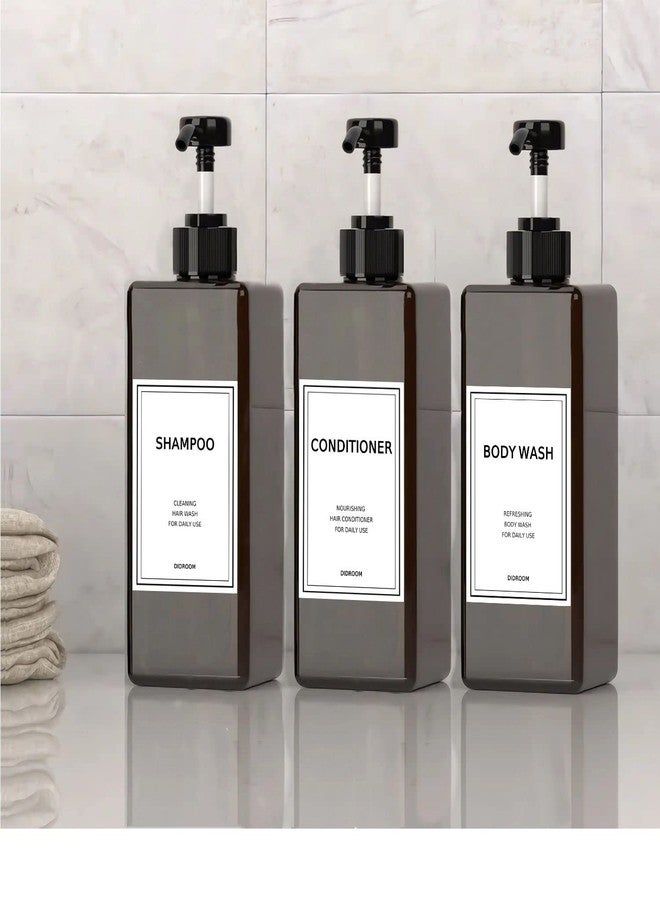 DIDROOM Shampoo and Conditioner Dispenser, Refillable Shampoo and Conditioner Bottles Set with Labels - Empty Shower Plastic Dispenser (21oz) - Image 2