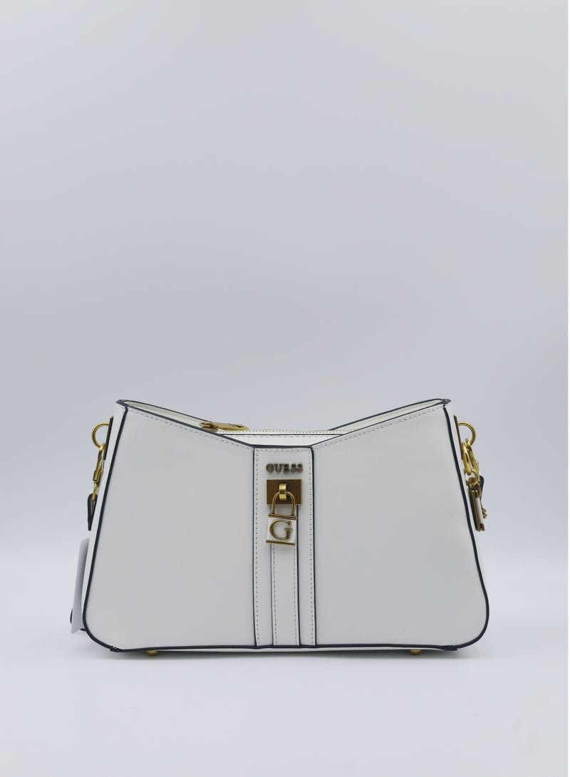 GUESS GUESS GINEVRA NUDE SHOULDER BAG - Image 1