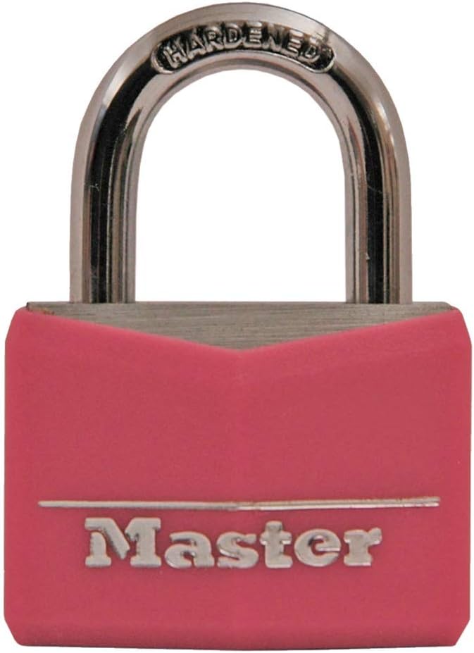 Master Lock 146D Covered Aluminum Padlock - 1-9/16 in. Wide, Pink - Image 1