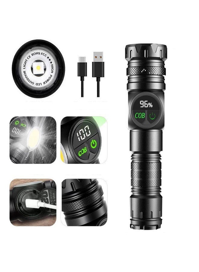 Bukela Flashlight Rechargeable 2000 High Lumens Ultra-Bright Covers 3200 ft² Focus Up to 3900 feet,IPX7 Waterproof Tactical LED Flashlight with COB SideLight & Magnetic Base for Camping Home Emergency - Image 1