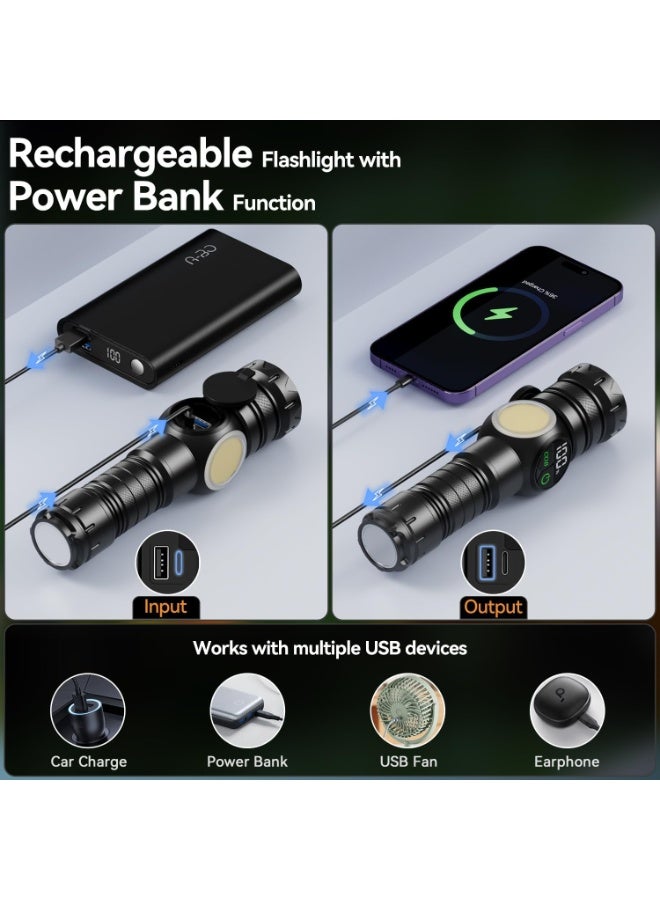 Bukela Flashlight Rechargeable 2000 High Lumens Ultra-Bright Covers 3200 ft² Focus Up to 3900 feet,IPX7 Waterproof Tactical LED Flashlight with COB SideLight & Magnetic Base for Camping Home Emergency - Image 4