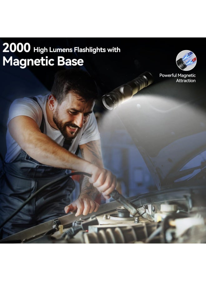 Bukela Flashlight Rechargeable 2000 High Lumens Ultra-Bright Covers 3200 ft² Focus Up to 3900 feet,IPX7 Waterproof Tactical LED Flashlight with COB SideLight & Magnetic Base for Camping Home Emergency - Image 2