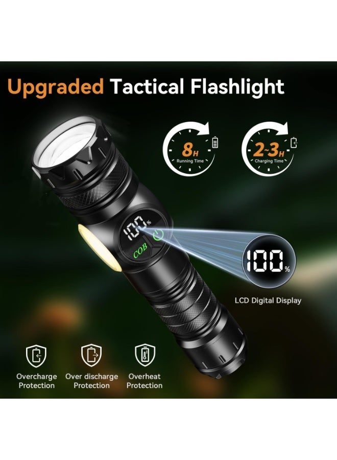 Bukela Flashlight Rechargeable 2000 High Lumens Ultra-Bright Covers 3200 ft² Focus Up to 3900 feet,IPX7 Waterproof Tactical LED Flashlight with COB SideLight & Magnetic Base for Camping Home Emergency - Image 5