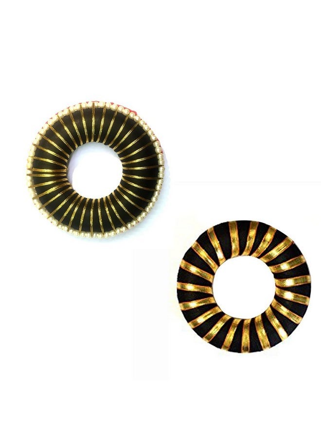 PMW - Hair Bun Combo - Hair Bun Plain And Hair Bun Pearls - Bharatanatyam Black Plastic Hair Bun - Classical Dance Accessories  - Image 1