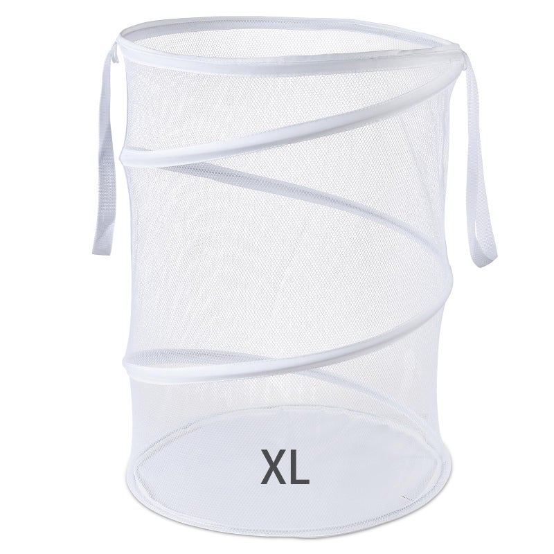 Seiritex Mesh Popup Laundry Hamper 115L Collapsible Laundry Basket Extra Large Capacity Foldable Clothing Storage Basket with Handles No Lid 26 H x 18 W x 18 L (White) - Image 1