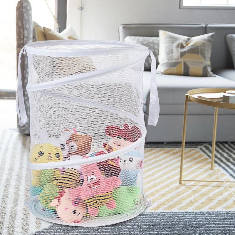 Seiritex Mesh Popup Laundry Hamper 115L Collapsible Laundry Basket Extra Large Capacity Foldable Clothing Storage Basket with Handles No Lid 26 H x 18 W x 18 L (White) - Image 5