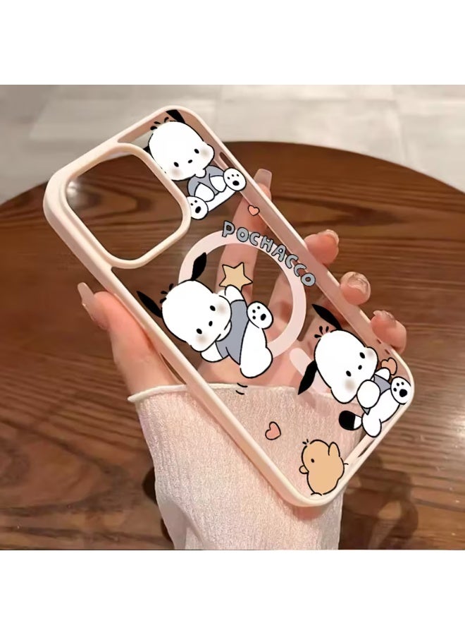 Temu Sanrio Cute Pochaco Dog Phone Case for iPhone 15 Plus, Simple and Creative All-in-One Protective Cover, Magnetic Drop Protection, Shockproof Cover