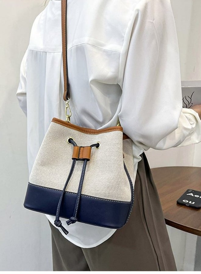Women's Versatile Contrast Color Crossbody Bag, Ladies Canvas Shoulder Bag Sling Bag Side Bag Carry Bag Bucket Bag, Large Capacity Handbag Tote Bags Clutch Bag for Girls and College Students - Image 2