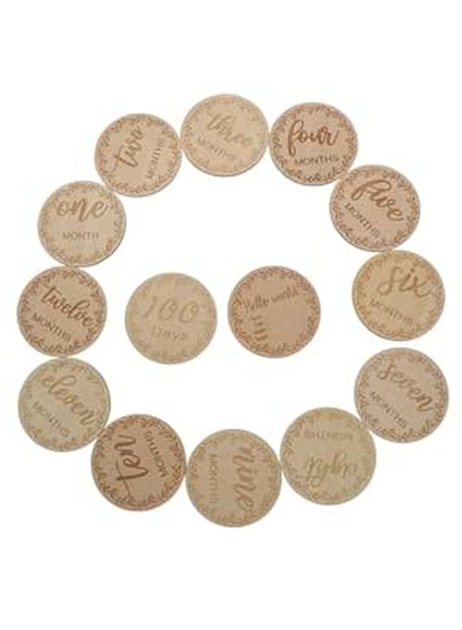 12 Pieces Wooden Milestone Cards Monthly Commemorative Photo Props For Baby Growth Photography Memorable Moments Unique Design - Image 1