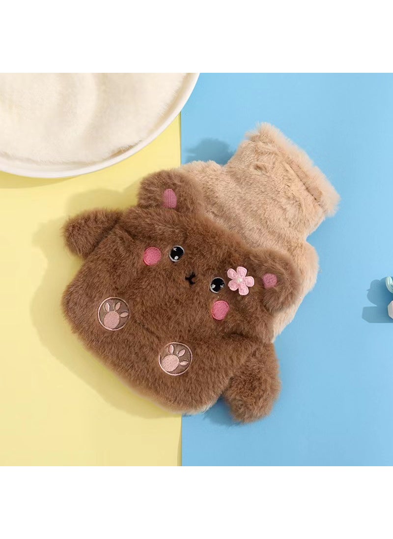 Arabest Cartoon plush cute water injection warm water bag hand warmer student hand warmer baby hot water bag wholesale removable and washable Sticky bear 