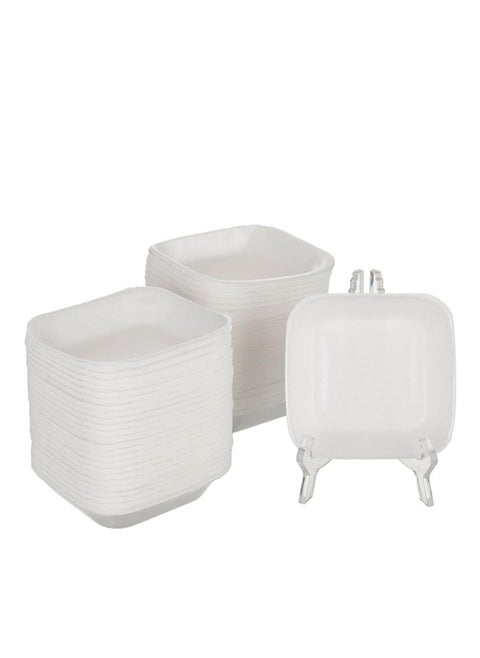 Foam Plates 1/8 Kg White Rectangular Foam Plates - Single Use (20)