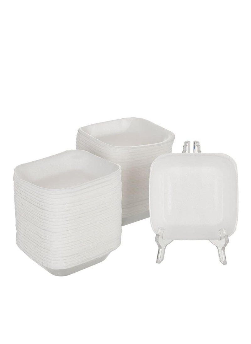 Generic - Foam Plates 1/8 Kg White Rectangular Foam Plates - Single Use (20) - Image 1