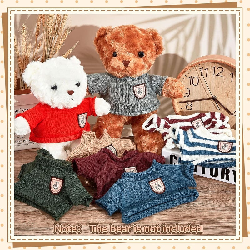 Sratte 8 Pcs Doll Clothes Bear Clothes Cute Stuffed Animal Doll Accessories Plush Toy Clothes Bear Sweater Outfit Fit Most 1418 Inch Bears Animal Plush Dolls Stuffed Toys - Image 4