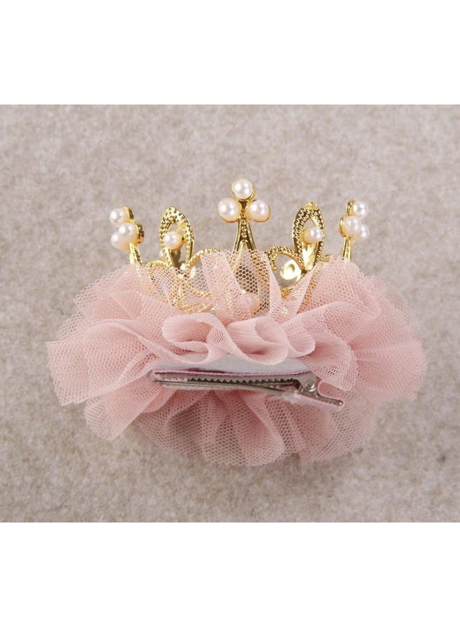 Nishine Baby Crown Hair Pins Princess Girls Crown Tiara Hair Clips Tulle Mesh Tiaras for Kids Gift (Gold)  - Image 3