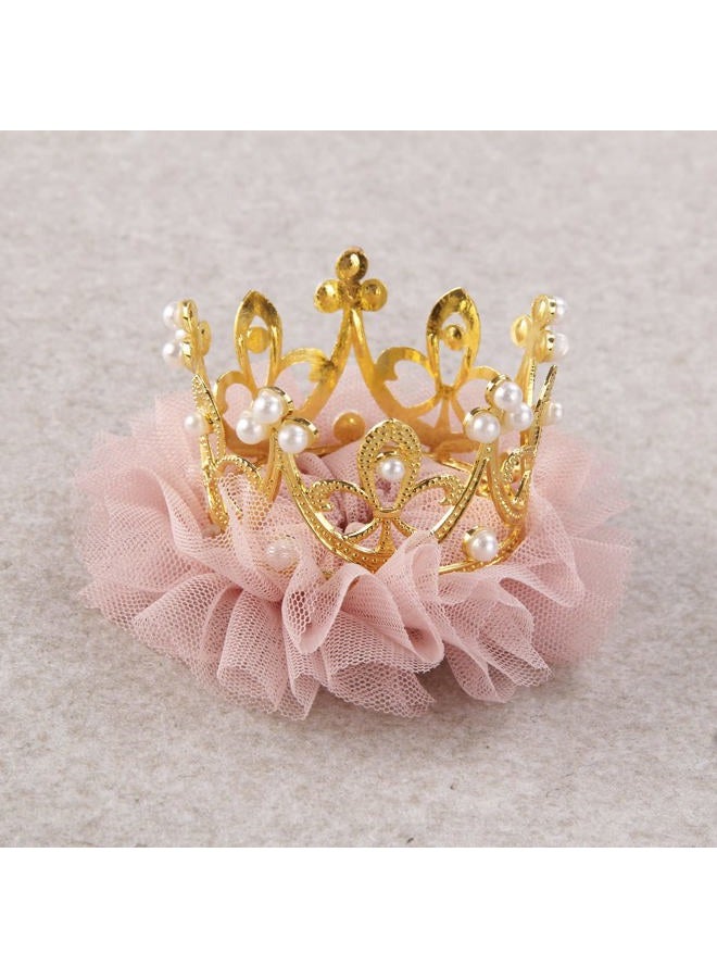 Nishine Baby Crown Hair Pins Princess Girls Crown Tiara Hair Clips Tulle Mesh Tiaras for Kids Gift (Gold)  - Image 2