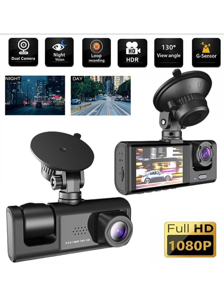 Generic - HD Driving Recorder, 1080p Car Camera With Motion Detection, Durable Wide Angle Dash Camera, Parking Monitor Camera With Loop Recording, (Three Lens Plus 32G Card) - Image 1