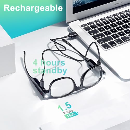 SKYWAY Reading Glasses Lighted Rechargeable Magnifying LED Readers with Lights Eyewear Clear Vision Unisex15X - Image 3