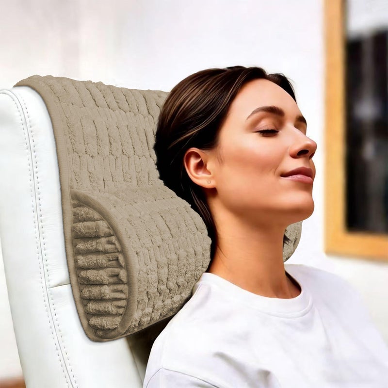 YSYY Memory Foam Headrest Pillow for Neck Pain Relief & Cervical Support - Ergonomic Neck Cushion for Office Chair, Car, Recliner, Sofa - Breathable & Pressure Relief(Khaki, 17" W x 2.7" D) - Image 1