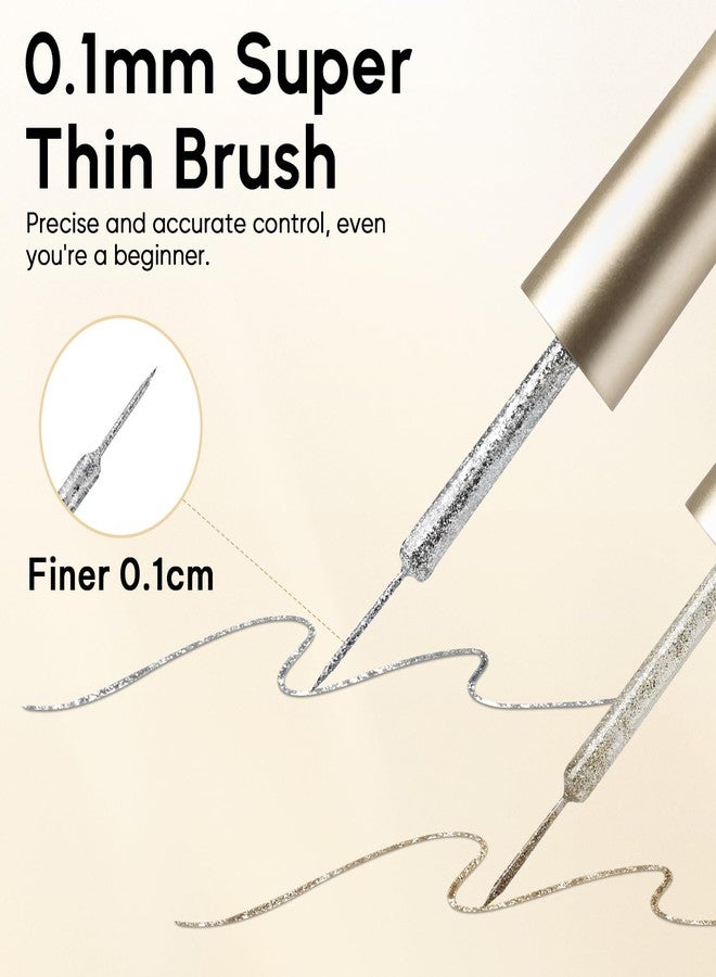 Nicedeco Gel Polish Nail Art Liner Gel 2 Colors, Hema Free, Cruelty Free, Vegan, Metallic Nail Design for Chrome French Manicure - Image 2