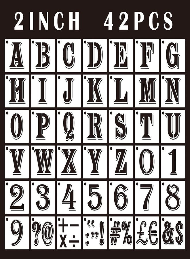 Dequera 2'' Letter Stencils and Numbers, 42 Pcs Alphabet Art Craft Stencils, Reusable Plastic Number Templates Letter Stencils for Painting on Wood, Wall, Fabric, Rock, Chalkboard, Signage - Image 1