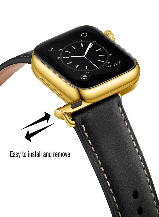 SUNFWR Leather Bands Compatible with Apple Watch Band 42mm(Series 3 2 1) 44mm 45mm 46mm 49mm for Men Women, Top Grain Genuine Leather Replacement Strap for iWatch Ultra 3 2 1, SE3 2 1, Series 11 10 9 - Image 4