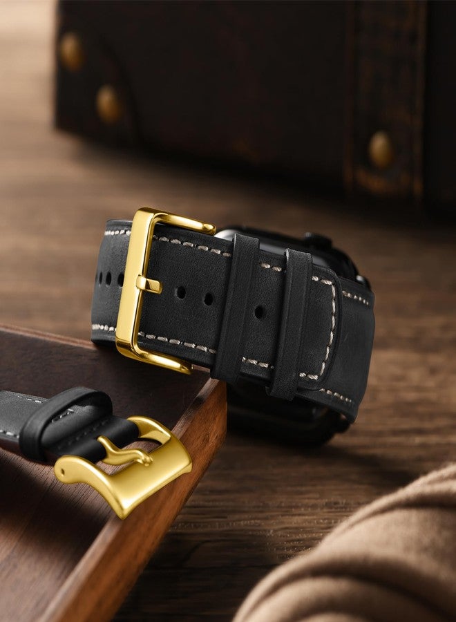 SUNFWR Leather Bands Compatible with Apple Watch Band 42mm(Series 3 2 1) 44mm 45mm 46mm 49mm for Men Women, Top Grain Genuine Leather Replacement Strap for iWatch Ultra 3 2 1, SE3 2 1, Series 11 10 9 - Image 3