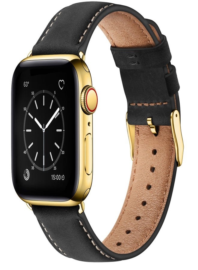 SUNFWR Leather Bands Compatible with Apple Watch Band 42mm(Series 3 2 1) 44mm 45mm 46mm 49mm for Men Women, Top Grain Genuine Leather Replacement Strap for iWatch Ultra 3 2 1, SE3 2 1, Series 11 10 9 - Image 1