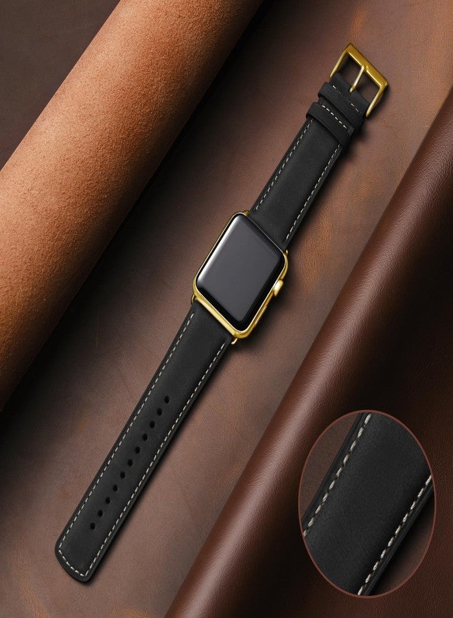 SUNFWR Leather Bands Compatible with Apple Watch Band 42mm(Series 3 2 1) 44mm 45mm 46mm 49mm for Men Women, Top Grain Genuine Leather Replacement Strap for iWatch Ultra 3 2 1, SE3 2 1, Series 11 10 9 - Image 2