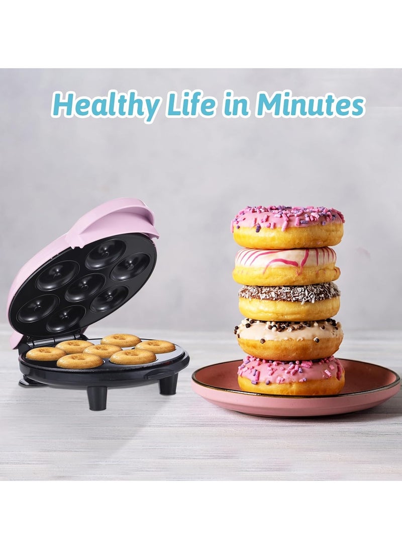 Mini Donut Maker Machine Makes 7 Doughnuts 650W Double-sided Heating Non-stick Coating Electric Donut Maker Machine for Kid-Friendly Breakfast Dessert Snack Perfect for Family Party Cake  - Image 5