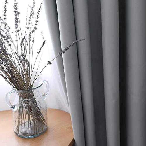 Gxi Grey Doorway Curtain Solid Blackout Patio Door Curtain Panel 78 Inches Length Rod Pocket Drape Room Darkening Thermal Insulated Energy Efficient Window Treatment 1 Panel W39 x L78 Inch - Image 2