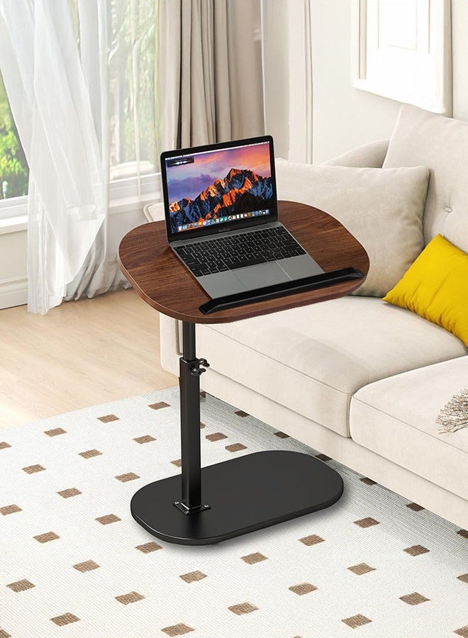 XiuWoo Solid Wood C Shaped Side Table Adjustable Height, Metal Base End Table with 360°Swivel 90° Flip Top,with Detachable Baffle for Laptop Books Couch Side Tables That Slide Under, Small Spaces Coffee Table,Walnut - Image 1