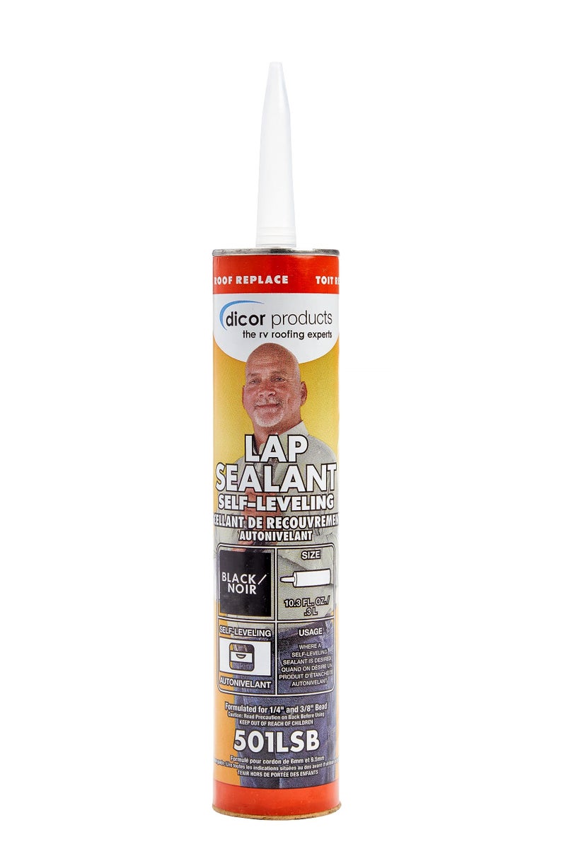 Dicor 501LSB-1 HAPS-Free Self-Leveling Lap Sealant for horizontal surfaces - 10.3 Oz, Black, Secure, Ideal for RV Roofing, Maintenance, Repair, Appliance Application - Image 1