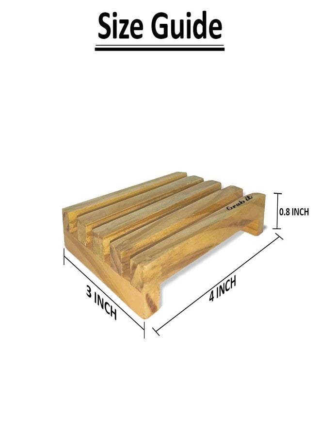 Grab It® Pine Wooden Handmade Soap Dish | Set of 2 Soap Case Holder for Shower Bathroom and Kitchen - Image 2