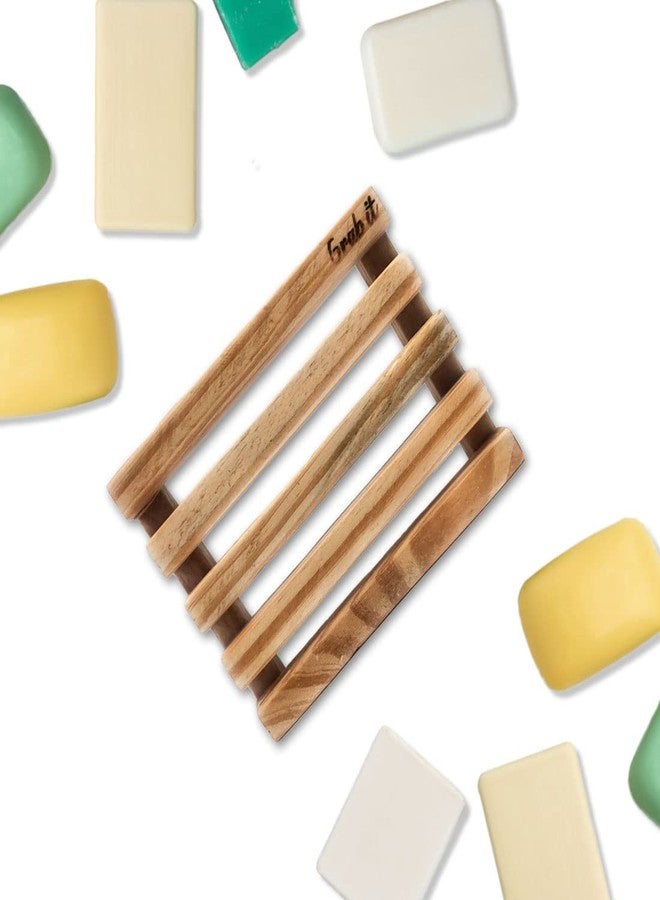 Grab It® Pine Wooden Handmade Soap Dish | Set of 2 Soap Case Holder for Shower Bathroom and Kitchen - Image 3