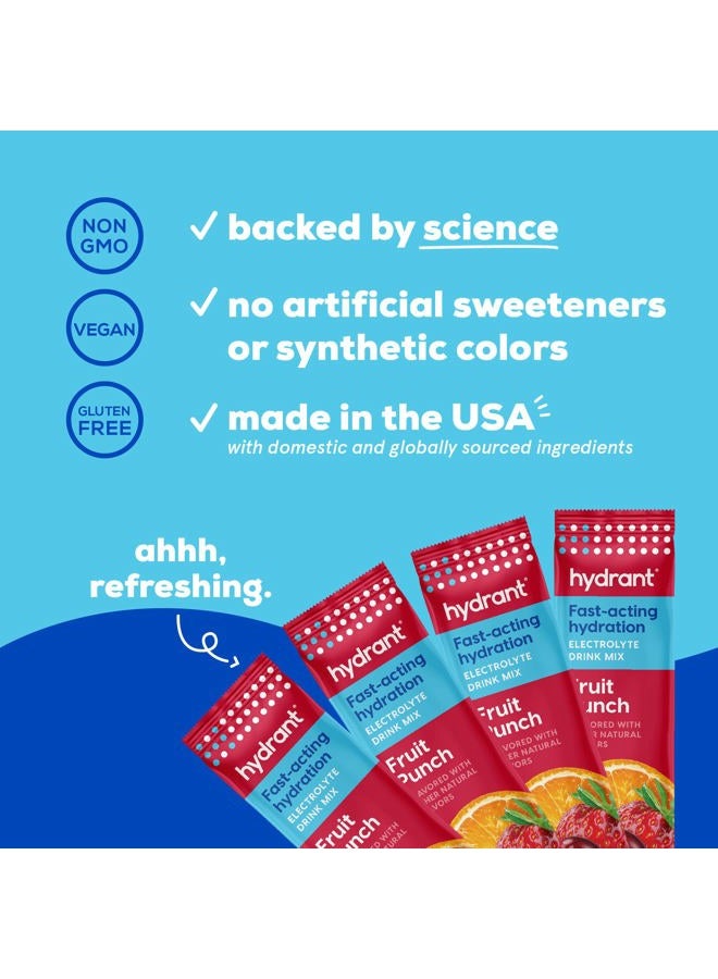 Hydrant Hydration Powder, Fruit Punch Flavor, 30 Individual Instant Electrolyte Rehydration Packets - Low Sugar Drink Mix for Daily Use, Travel & Workouts - Image 3