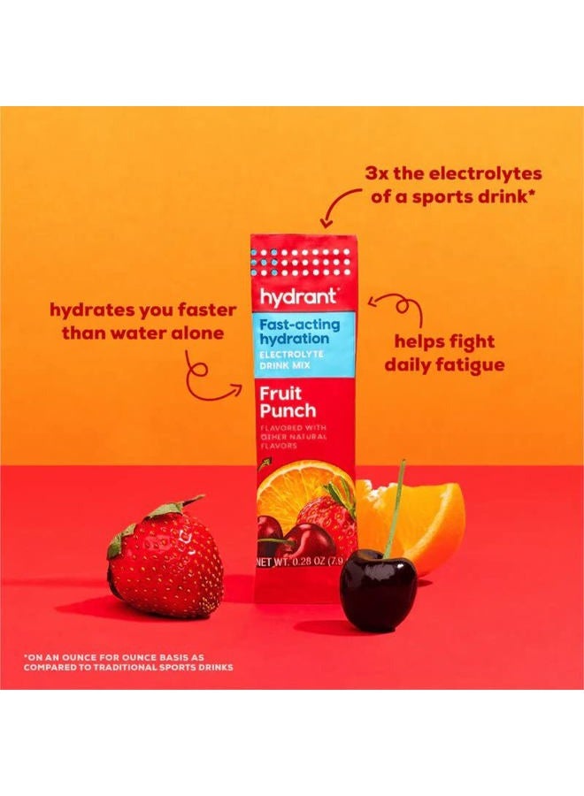 Hydrant Hydration Powder, Fruit Punch Flavor, 30 Individual Instant Electrolyte Rehydration Packets - Low Sugar Drink Mix for Daily Use, Travel & Workouts - Image 4