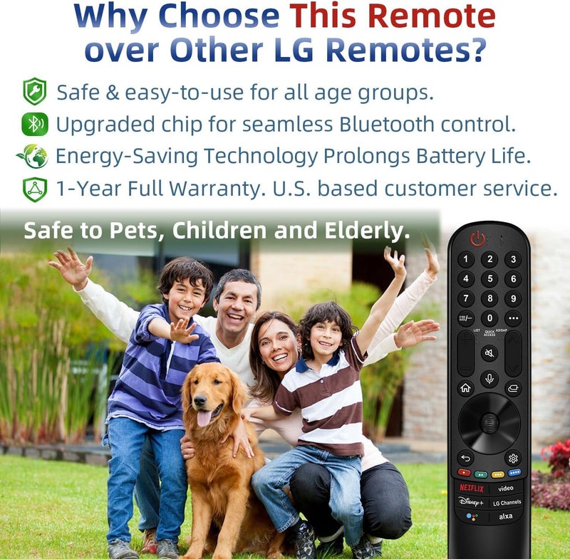 Nettech Replacement for LG TV Remote, for All 2019-2024 LG Remote Control for Smart TVs, for Magic MR20/21/22/23/24GA with Voice and Pointer Function. 1-Year Warranty. - Image 3
