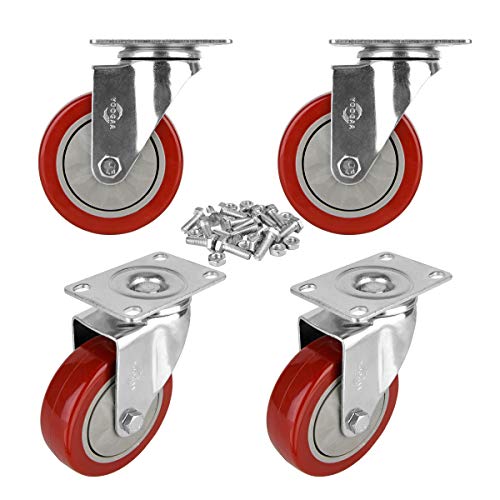 YOOGAA 4" Swivel Caster Wheels Heavy Duty Casters No Noise 360 Degree RotationTotal Capacity 1200lbs (Set of 4 Without Brake) - Image 1