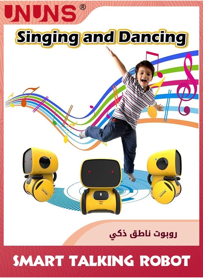 UNUNS Kids Smart Talking Robot,Voice Controlled And Touch Sensor With Singing Dancing And Repeating Feat,Intelligent Talking Partner And Teacher,Gift Boys Girls 3 And Up,Yellow Robot  - Image 2