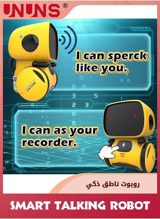 UNUNS Kids Smart Talking Robot,Voice Controlled And Touch Sensor With Singing Dancing And Repeating Feat,Intelligent Talking Partner And Teacher,Gift Boys Girls 3 And Up,Yellow Robot  - Image 3