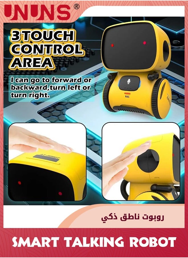 UNUNS Kids Smart Talking Robot,Voice Controlled And Touch Sensor With Singing Dancing And Repeating Feat,Intelligent Talking Partner And Teacher,Gift Boys Girls 3 And Up,Yellow Robot  - Image 4
