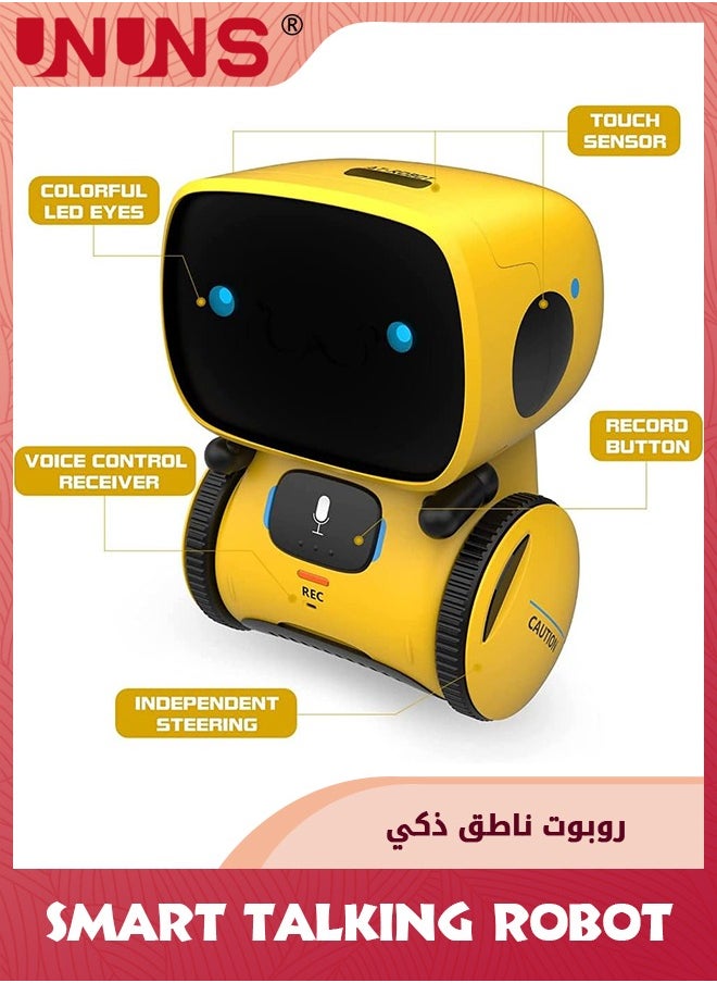 UNUNS Kids Smart Talking Robot,Voice Controlled And Touch Sensor With Singing Dancing And Repeating Feat,Intelligent Talking Partner And Teacher,Gift Boys Girls 3 And Up,Yellow Robot  - Image 5