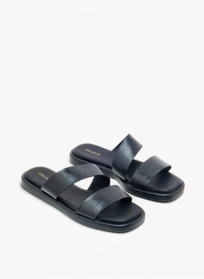 سيليست صنادل نسائية مسطحة سهلة الارتداء بلون سادة - Image 3