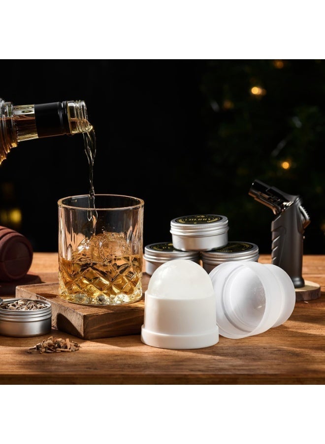 Guintray-bo Whiskey Smoker Kit with Torch - 6 Flavors Wood Chips, 2 Glasses, 2 Ice Ball Molds - Cocktail Smoker Infuser Kit, Old Fashioned Drink Smoker Kit, Birthday Bourbon Whiskey Gifts for Men,Dad(NO Butane) - Image 5