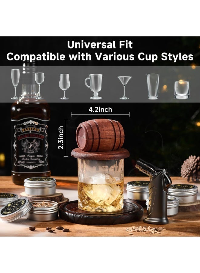 Guintray-bo Whiskey Smoker Kit with Torch - 6 Flavors Wood Chips, 2 Glasses, 2 Ice Ball Molds - Cocktail Smoker Infuser Kit, Old Fashioned Drink Smoker Kit, Birthday Bourbon Whiskey Gifts for Men,Dad(NO Butane) - Image 2