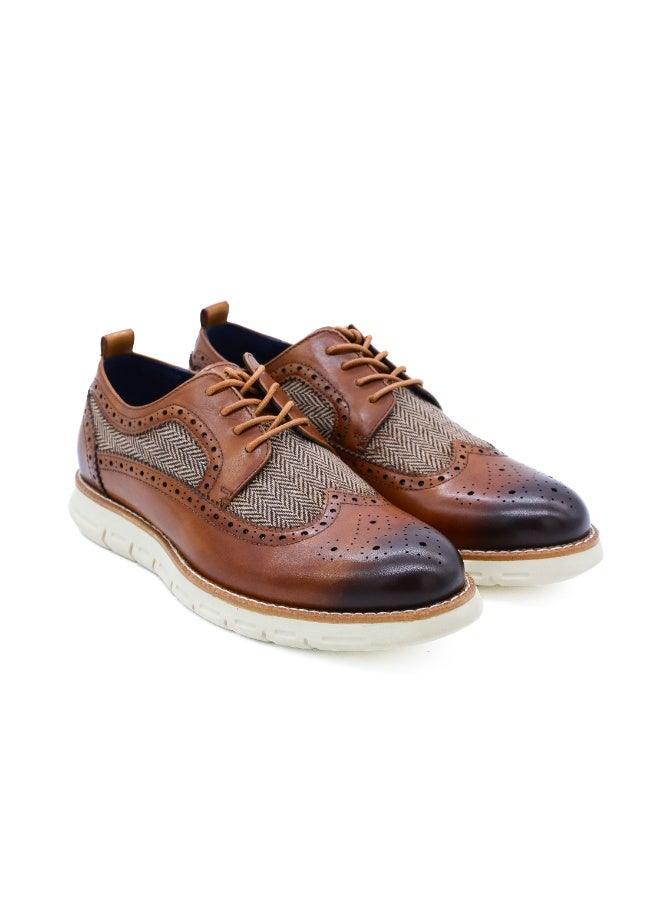 Hoog Shoes for Men Heritage Leather Casual Shoes Brown Comfortable Lace Up Oxford Style for Office & Everyday Wear - Image 1
