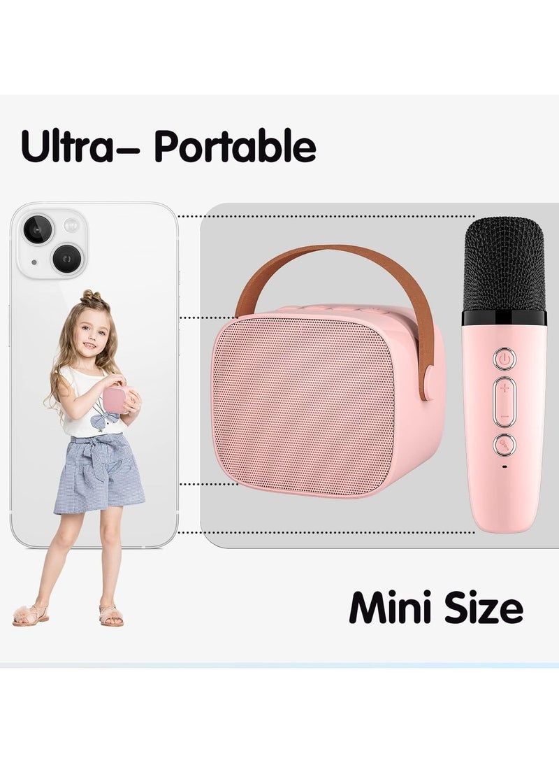 Colorful karaoke sound system, Karaoke Machine for Kids and Adults, Portable Mini Bluetooth Speaker with Wireless Microphone, Christmas Gift Toys with Colorful Lights (Light Pink 1 Microphone)  - Image 2