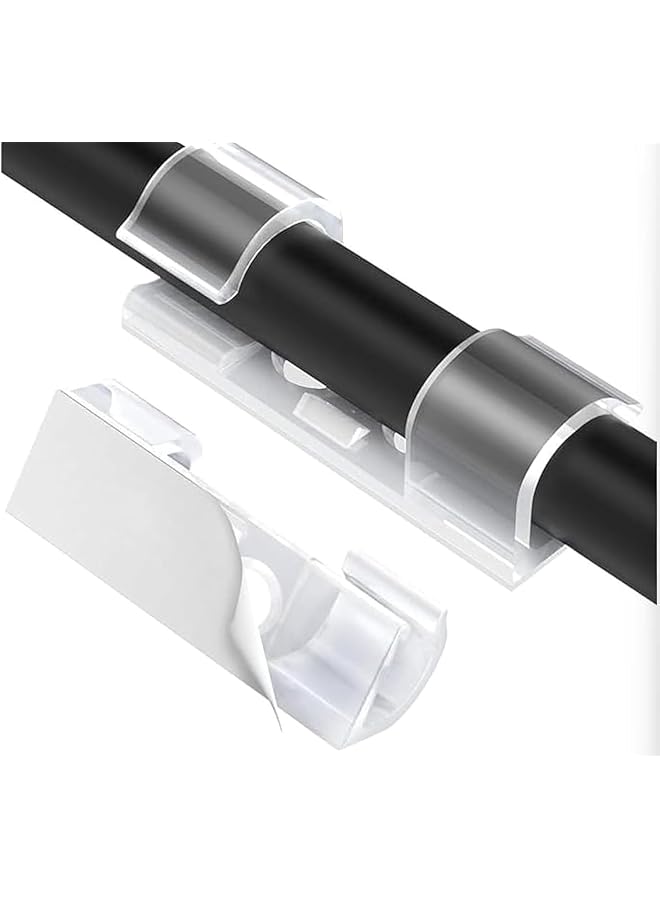 erorex Self Adhesive Cable Clips Clear 120Pcs Cable Organizer Cord Holder Durable Wire Management Clips For Office And Home - Image 1