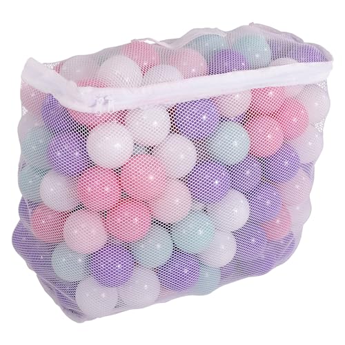 BalanceFrom Play Pit Balls Toy Set for Kids with Mesh Bag Rainbow or Pastel Colors CrushProof Plastic for Ball Pits Playhouses Bounce Houses Pools Tents and Birthday Parties - Image 1